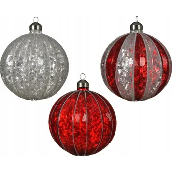 Vánoční ozdoba Vánoční Koule zdobená mixem 10 cm, 6 ks