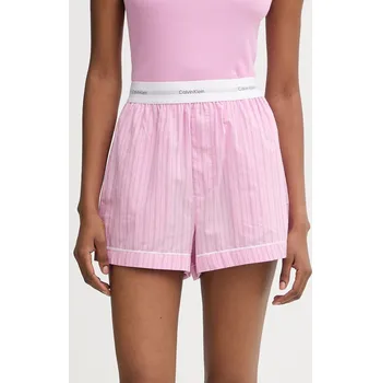 Dámské pyžamo Bavlněné pyžamové šortky Calvin Klein Underwear dámské, fialová barva, bavlněné, LV00QS7573 30X, vel. L