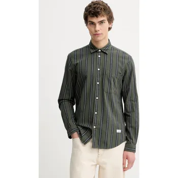 Pánská košile Bavlněná košile Marc O'Polo pánská, zelená barva, regular, s klasickým límcem, 5000007667 87X, vel. L