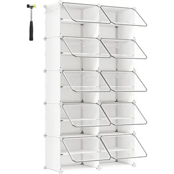 Úložný box SONGMICS Plastový botník, 82x32x152cm, bílý Stojan na boty