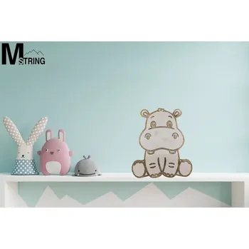 Dekorace do dětského pokoje Dětská dřevěná dekorace - Hroch - 24 x 20 cm