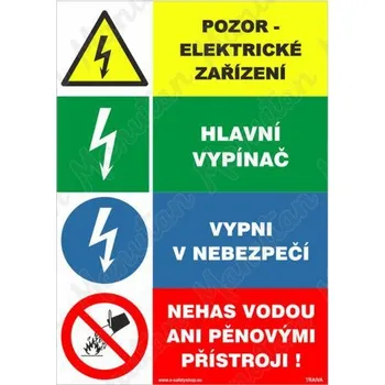 Pozor elektrické zařízení, samolepka 105 x 150 x 0,1 mm