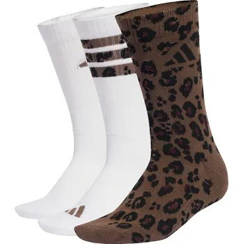ADIDAS Ponožky Leo Graphic 3 Pair Pack 46/48 BÉŽOVÁ|BÍLÁ|KAŠTANOVÁ|KHAKI