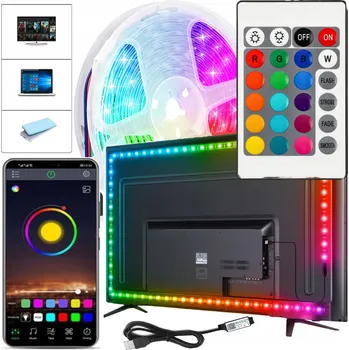 LED osvětlení LED pásek 4 m RGB USB pro podsvícení TV s Bluetooth aplikací
