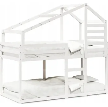 Dětská postel Bílá dětská patrová postel s baldachýnem, rozměry 205,5 x 95,5 x 112 cm
