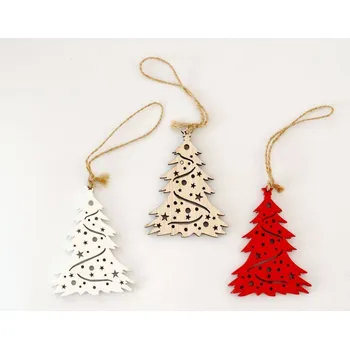 Dřevěná dekorace - Stromeček k zavěšení - PŘÍRODNÍ