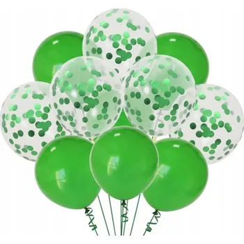 Balónek 10 x BALÓNKY ZELENÉ Confetti Metalické 30 cm Dekorace Svatba Narozeniny