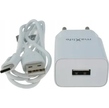Maxlife síťová nabíječka MXTC-01 1x USB 1A bílá + kabel USB-C
