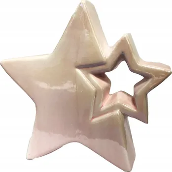 Vánoční dekorace Porcelánová vánoční figurka hvězda růžová 18,5 cm