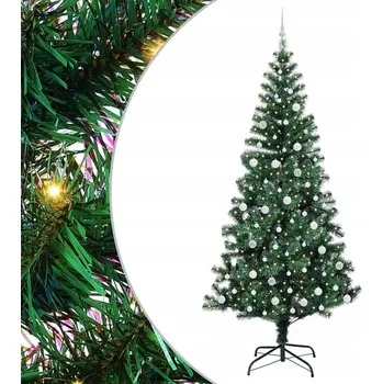 Vánoční stromek Umělý osvětlený vánoční stromeček Zelená 240cm PVC a kov