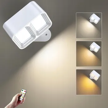 Nástěnné svítidlo LED Bezdrátová Nástěnná Lampa s Akumulátor, USB Nástěnné Svítidlo s Dálkovým Ovládáním, Černá LED