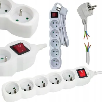 Napájecí kabel ZÁSUVKOVÁ LIŠTA S 5 ZÁSUVKAMI 3M PRODLUŽOVACÍ KABEL VYPÍNAČ BÍLÁ 3680W
