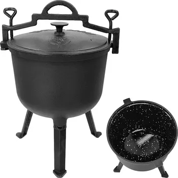 kotlíky Smaltovaný myslivecký kotlík, 10l, litinový (huť, kterou jinde nezažijete. Litina s duší smaltu pro guláš jako od myslivce.)