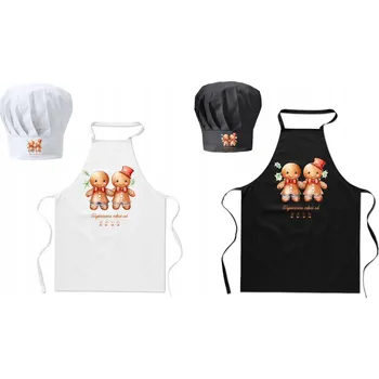 Kuchyňská zástěra Vánoční kuchyňská zástěra + 2x Kuchařská čepice - Upečeno s láskou od + Rok
