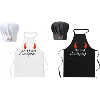 Kuchyňská zástěra Sada Kuchyňská zástěra a čepice pro pár - Ne tak svatá, Ne tak svatý