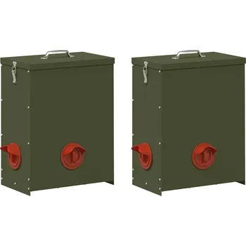 Krmítko pro ptáka Krmítko pro slepice 2 ks Olivově zelené 32,5 x 20,5 x 43 cm