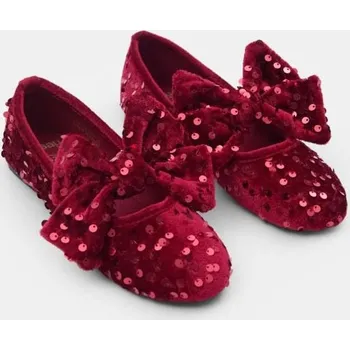 Dámské baleríny Sinsay - Sametové baleríny s mašlí a flitry - kaštanová - 428GM-83X - 428GM-83X-34