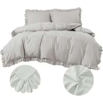 Povlečení POVLEČENÍ 200x220 S VOLÁNKEM LUXUSNÍ + 2 POVLEČENÍ NA POLŠTÁŘ 70x80 POPELAVÉ