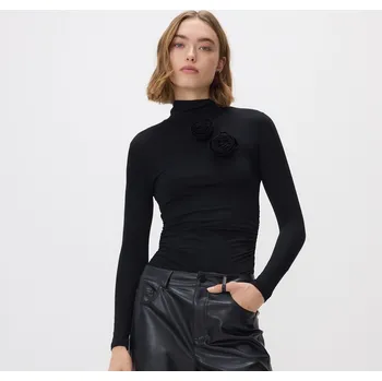 Reserved - Triko s ozdobnou aplikací - černý - ZQ946-99X - ZQ946-99X-XL