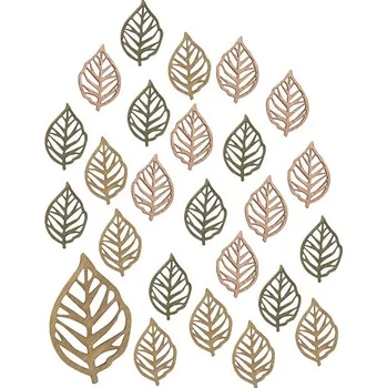 Vánoční dekorace ANDĚL Dřevěné listy Mix barev 2 cm, 24 ks