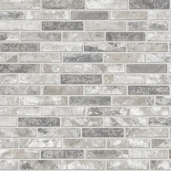 Tapeta TAPETA NA ZEĎ DEKORATIVNÍ CIHLA ŠEDÁ PAPÍROVÁ