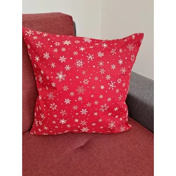 Povlak na dekorativní polštářek Povlak na polštář, vánoční, červený, bílé vločky