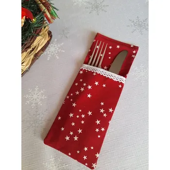 Příbor Kapsa na příbory červená, bílé hvězdičky