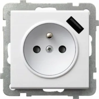 Elektrická zásuvka Elektrická Zásuvka USB nástěnná Ospel bílá