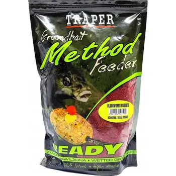 Návnadová surovina Návnada Traper Method Feeder Ready Ochotka/Bílí červi 750g