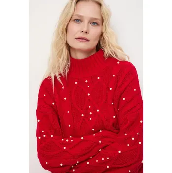 Dámský svetr Svetr Medicine dámský, červená barva, s pologolfem RW25-SWDA01 33X, vel. XS