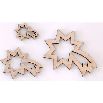 Dřevěné dekorace - KOMETA HNĚDÁ - B1 - MALÁ - 2,5 x 3,3 cm