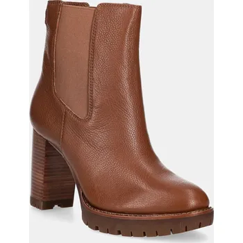 Dámské kozačky Kožené kotníkové boty Lauren Ralph Lauren Layne dámské, hnědá barva, na podpatku, 802974391002 802974391002.200 88X, EUR 39