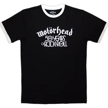 Motörhead Tričko 50 Years Text Lock Up Ringer Unisex Black S