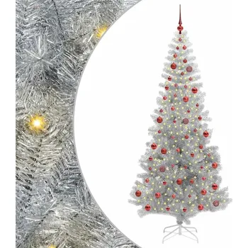 Vánoční dekorace Vánoční stromeček s 300 LED diodami Stříbrná 210 cm PET
