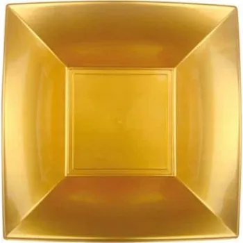 Talíř Zlaté talíře opakovaně použitelné hluboké z plastu, čtvercové, prémiové kvality