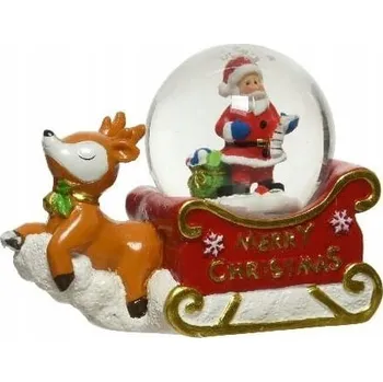 Vánoční dekorace Vánoční sněhová koule, mix vzorů, 7 cm, červená, 1 ks