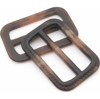 Plastová pásková spona obdélníková - s ozdobným prošitím - hnědo béžový melír - průvlek 5 cm