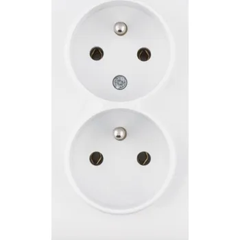 Elektrická zásuvka HAGER WL1270 Lumina Dvojzásuvka s ochranným kolíkem kompletní, Lumina, 16 A/250 V~, bílá lesk (HAGER WL1270)