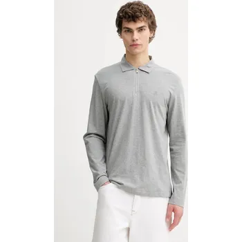 Pánské tričko Bavlněné tričko s dlouhým rukávem Marc O'Polo šedá barva, 620202755050 90X, vel. S