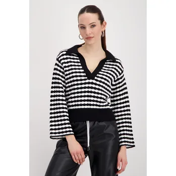 Dámská mikina Svetr Monari 8919 černo bílý pruhy Velikost: 36