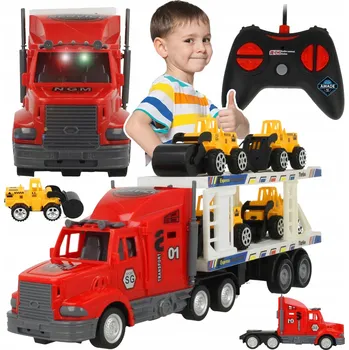 autíčko Velký Nákladní Vůz Tir Autopřepravník Dálkově Ovládaný RC + 4 Stavební Vozidla