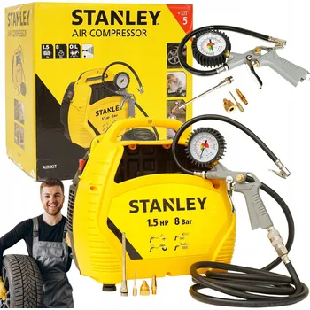 Kompresor VÝKONNÁ SADA BEZOLEJOVÝ KOMPRESOR STANLEY TICHÝ VZDUCHOVÝ KOMPRESOR 8 BAR