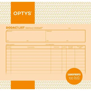 Tiskopis OPTYS 1079, Dodací list, samopropisovací, 21 x 20 cm, 100 listů
