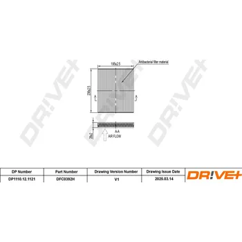 Kabinový filtr Kabinový (pylový) filtr DRIVE+ DP1110.12.1121