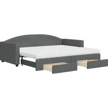 Pohovka Tmavě šedá lenoška 2 v 1 se zásuvkami, rozměry 223 x 100 x 75 cm