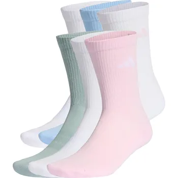Pánské ponožky ADIDAS CUSHIONED CREW SOCKS 6 PAIR PACK 46/48 BÍLÁ|MODRÁ|RŮŽOVÁ
