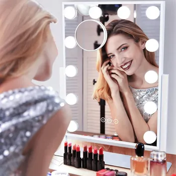 Zrcadlo BELLA Zrcadlo pro líčení s LED diodami, zrcátko s žárovkami - 41 cm / 30 cm