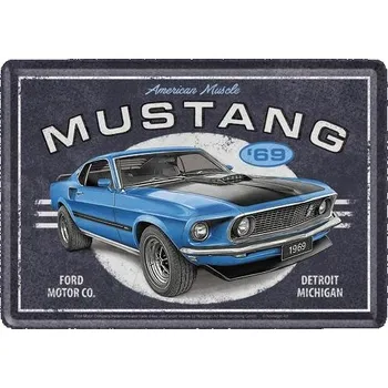 Pohlednice cedule FORD MUSTANG 1969 kovová karta