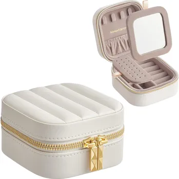 Šperkovnice SONGMICS HOME Cestovní pouzdro na šperky, 10.5x11.2x6cm, bílé Šperkovnice