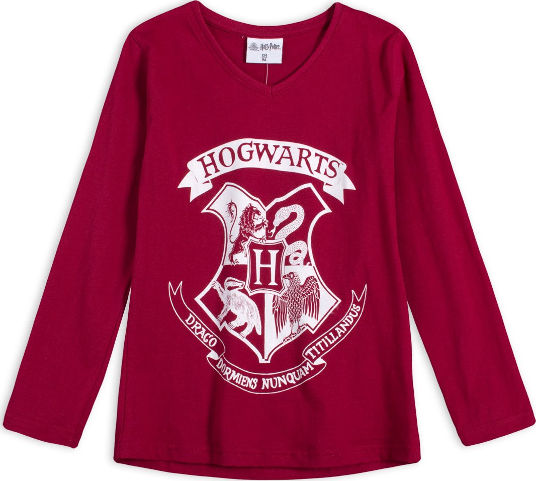 Dívčí tričko HARRY POTTER HOGWARTS vínové Velikost: 158